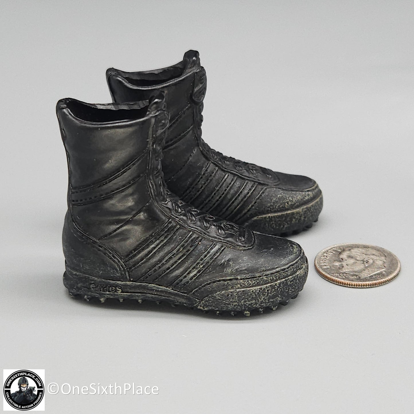 1:6 scale BBI Black Adidas Tactical Boots )Foot Type) for 12" Figures