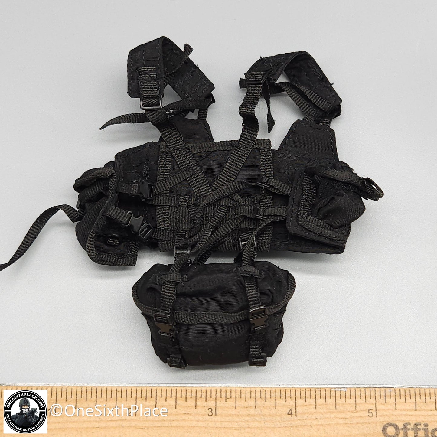 1:6 scale ACE Black Delta Force BHI Chest Rig Harness w/ Butt Pack for 12" Figures