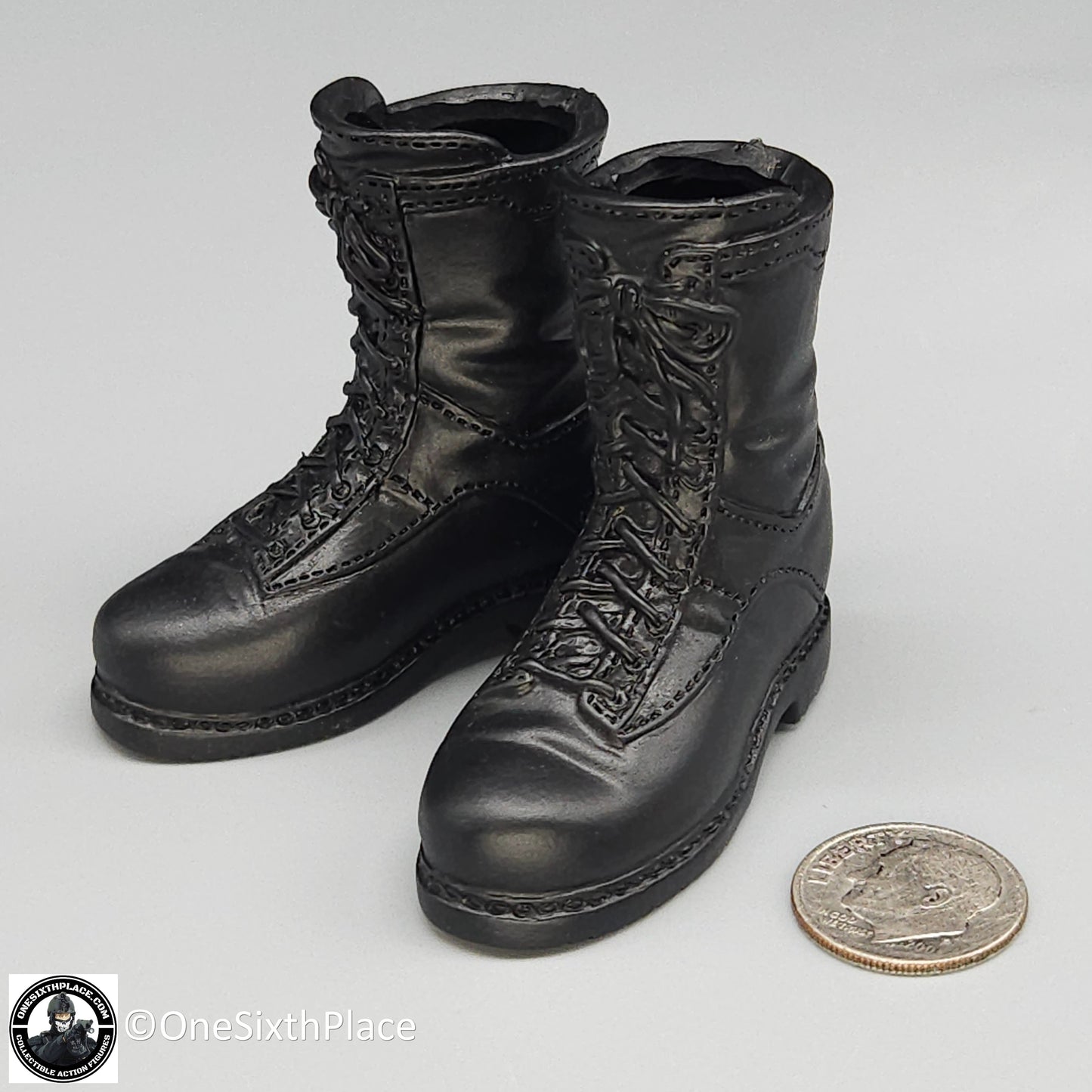 1:6 scale Dragon Navy SEAL Rick Black Combat Boots (Foot Type) for 12" Figures