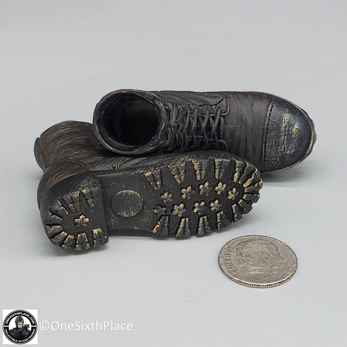 1:6 scale Molded Mens Work Boots (Foot Type) for 12" Action Figures