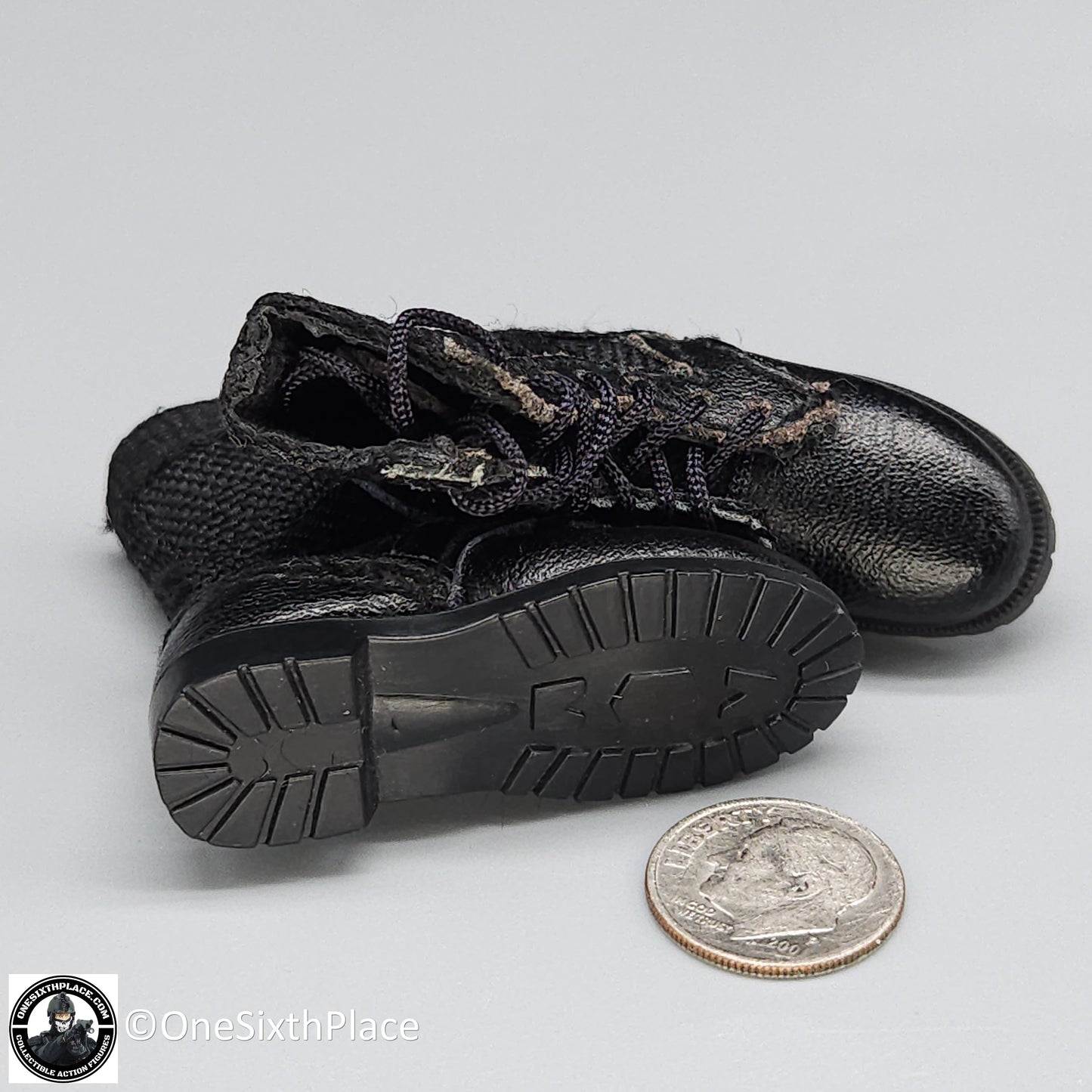 1:6 Dragon Black Cloth Danner Boots (Foot Type) for 12" Figures
