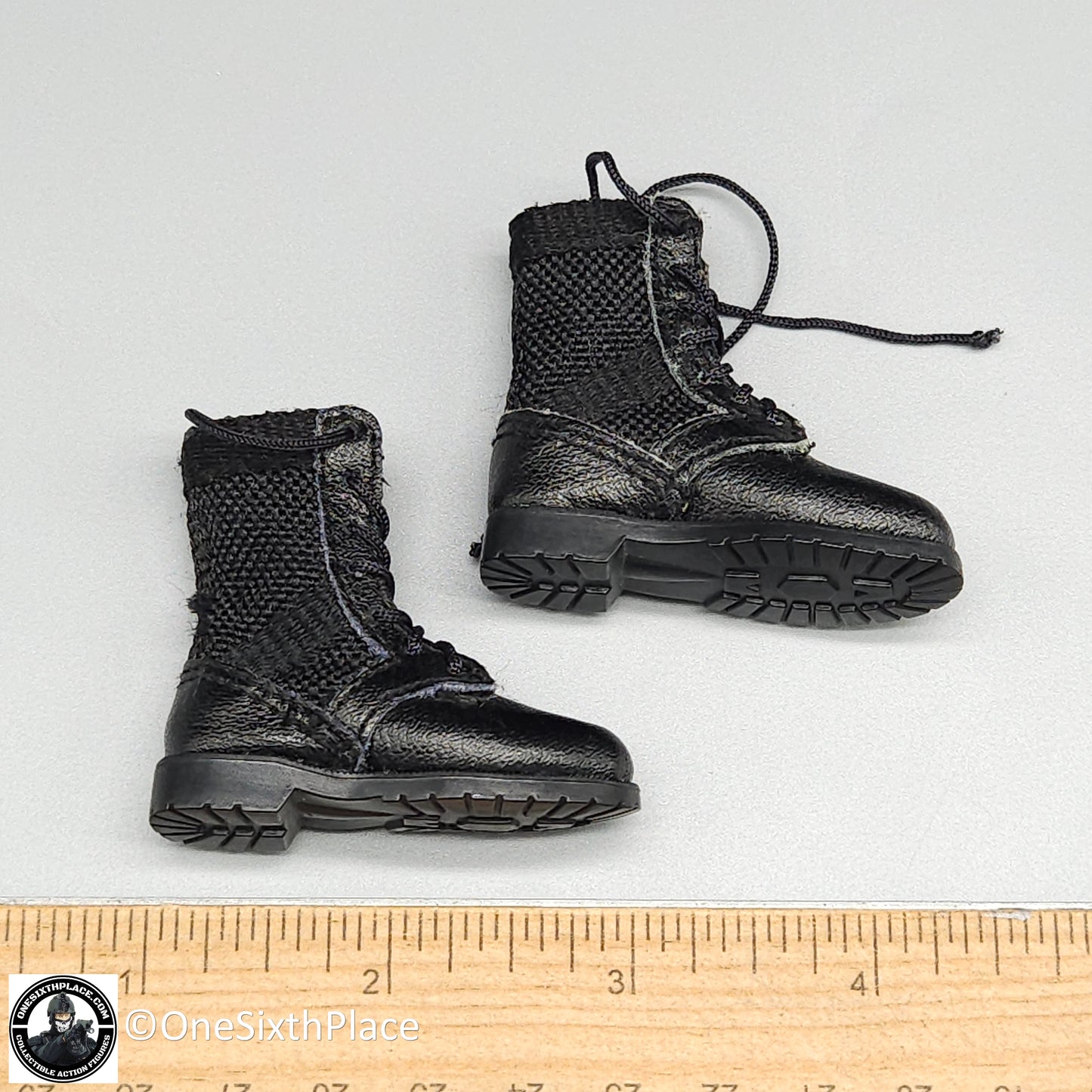 1:6 Dragon Black Cloth Danner Boots (Foot Type) for 12" Figures