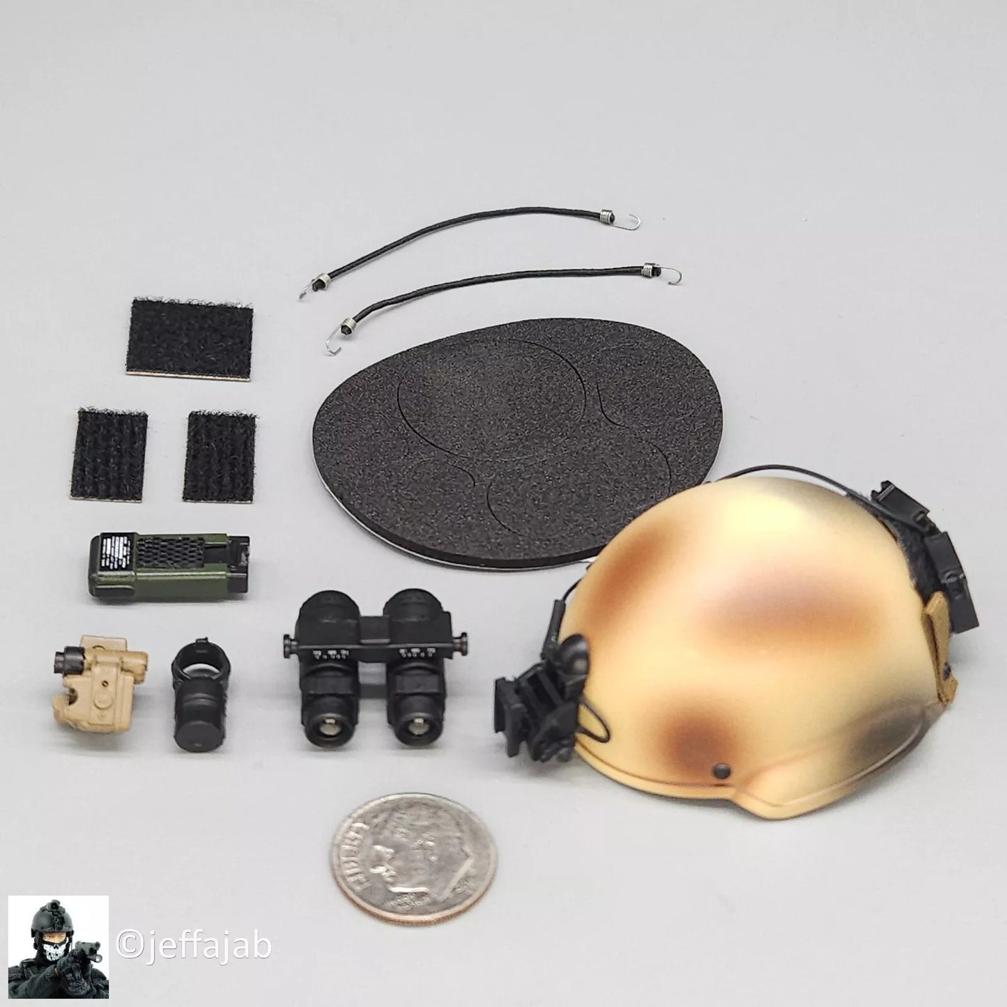 1:6 scale DamToys 1st SFOD-D Gunner MICH Helmet w/ NVG for 12" Figures