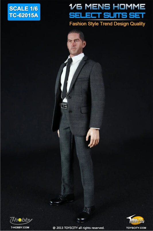 1:6 scale Toys City Mens Homme Select Suits Set in Grey for 12" Figures TC-62015A