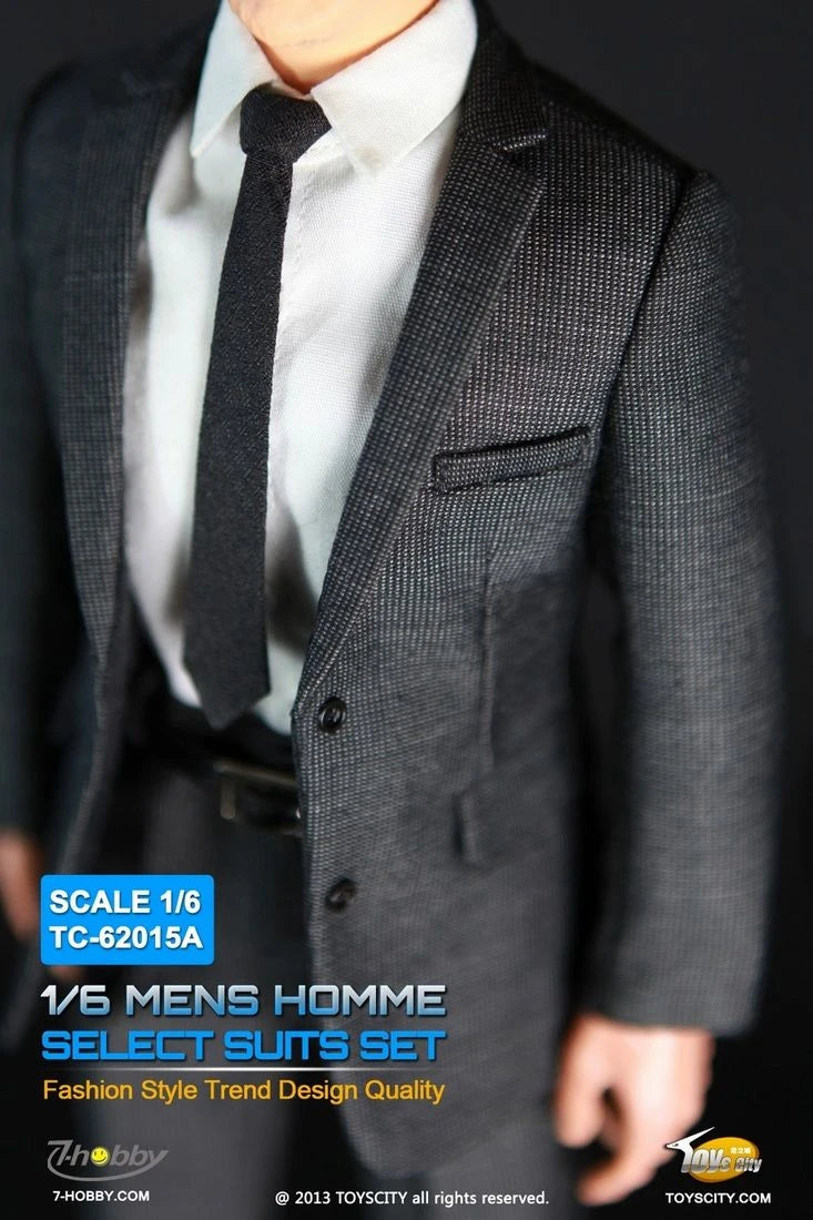 1:6 scale Toys City Mens Homme Select Suits Set in Grey for 12" Figures TC-62015A